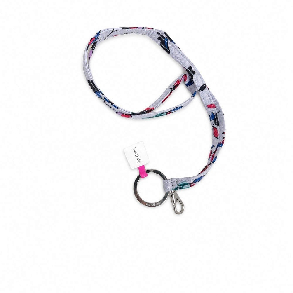 Vera Bradley Recycled Lanyard Gray Multicolor Key Ring Lobster Clip NWT